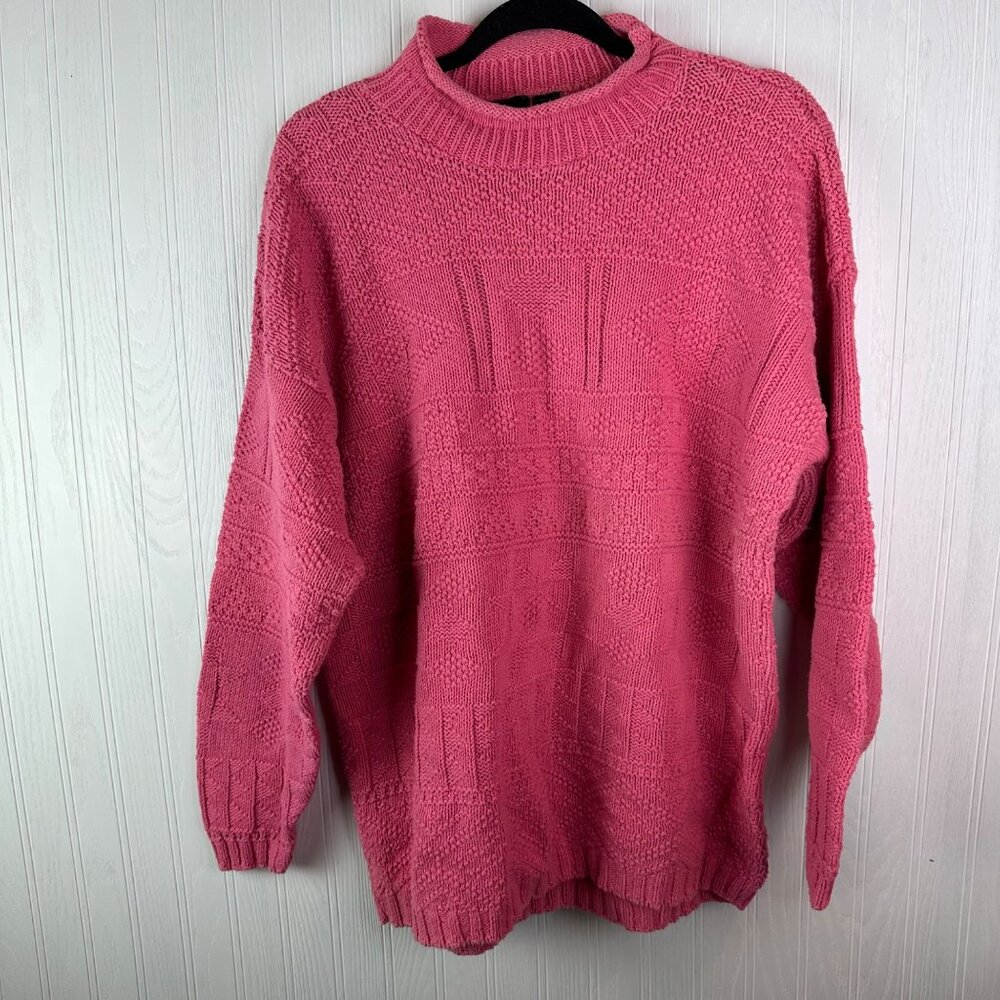 Hunt Club Vintage Pink Sweater Oversized‎ Cozy mock neck size Medium